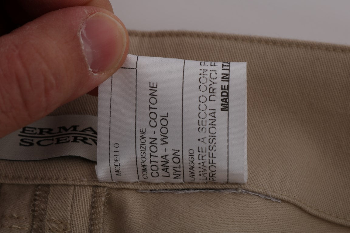 - Chic Beige Cropped Pants - Regular Fit Elegance