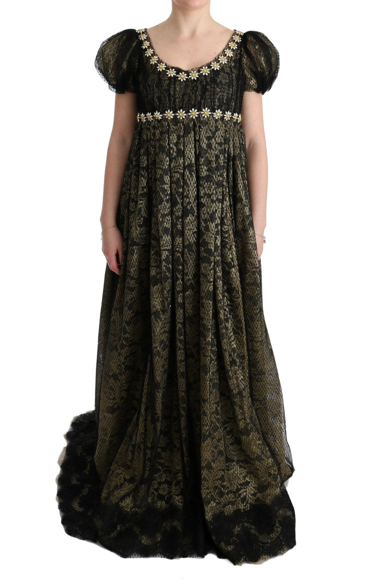 - Sunflower Lace Crystal Maxi Shift Dress