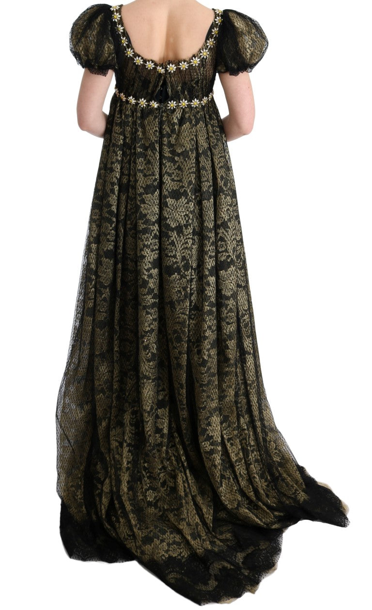 - Sunflower Lace Crystal Maxi Shift Dress
