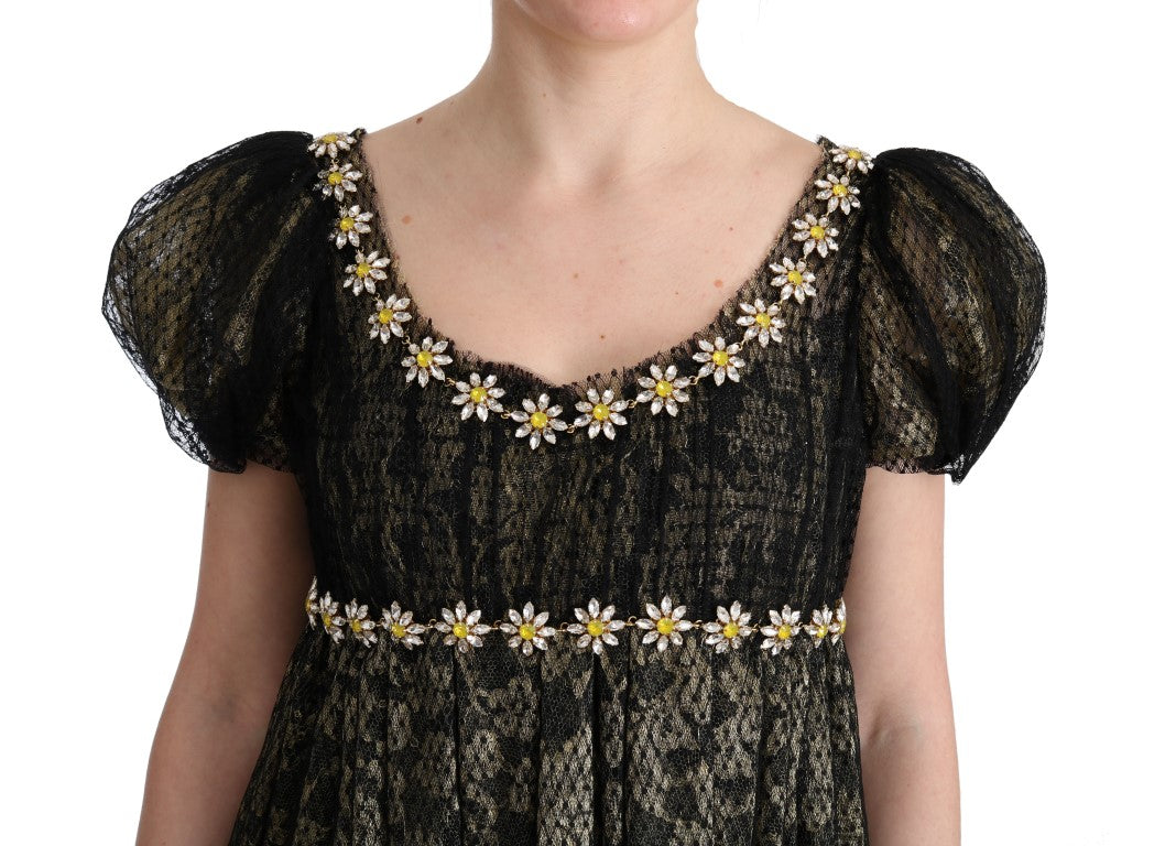 - Sunflower Lace Crystal Maxi Shift Dress