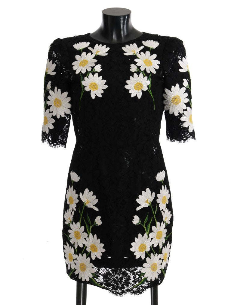 - Black Floral Lace Chamomile Embroidered Dress