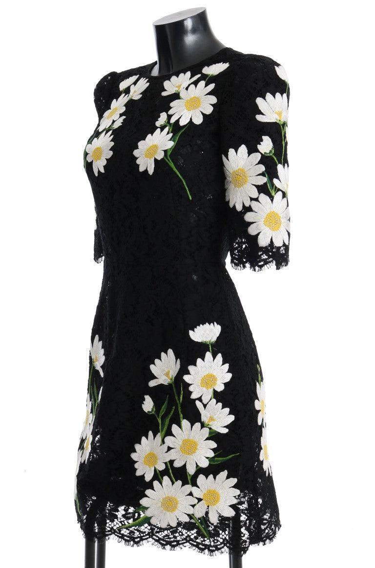 - Black Floral Lace Chamomile Embroidered Dress