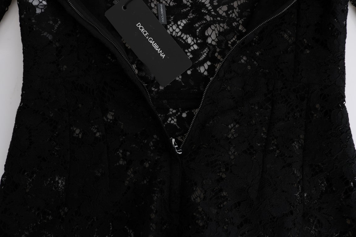 - Black Floral Lace Chamomile Embroidered Dress