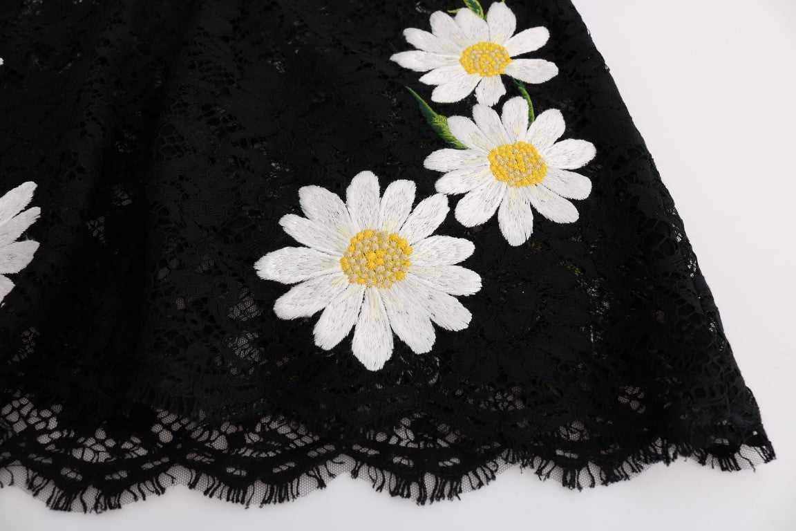 - Black Floral Lace Chamomile Embroidered Dress