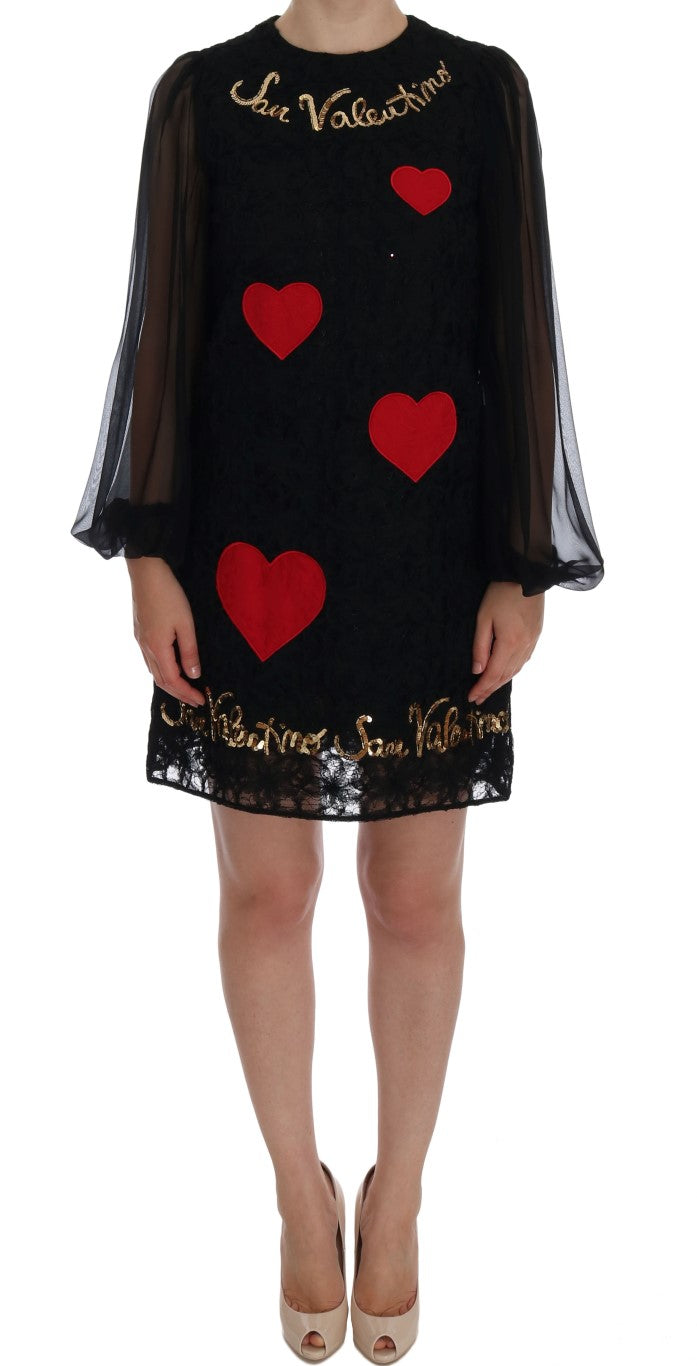 - Black Lace Sequined Shift Dress
