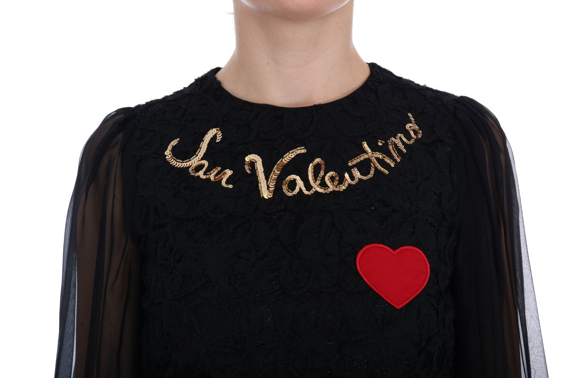 - Black Lace Sequined Shift Dress