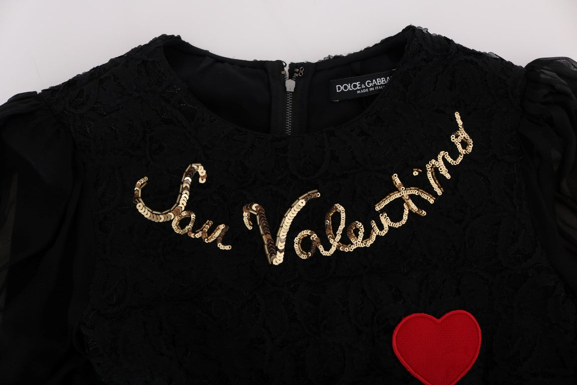 - Black Lace Sequined Shift Dress