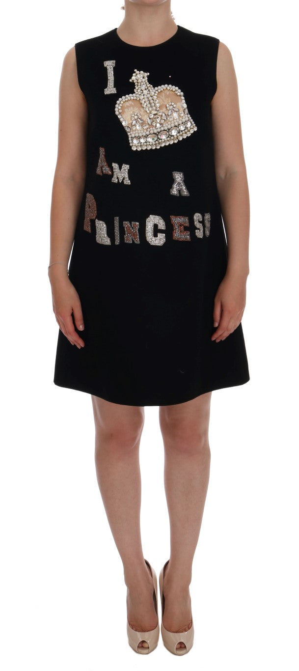 - Black Wool Crystal Princess Dress