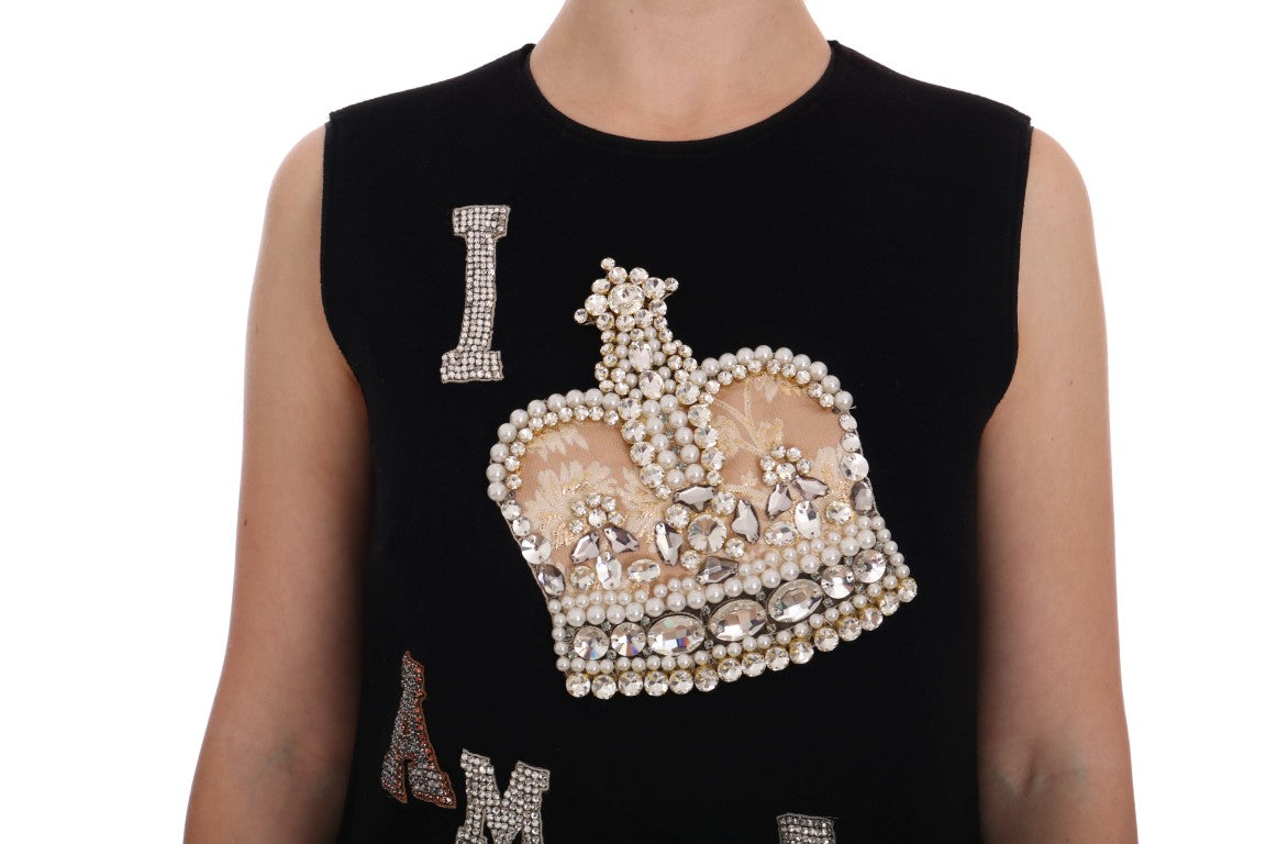 - Black Wool Crystal Princess Dress