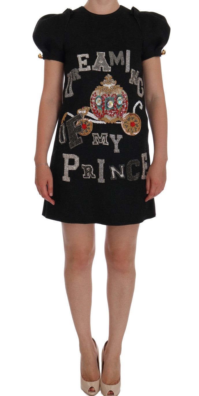 - Enchanting Wool Crystal Encrusted Midi Dress