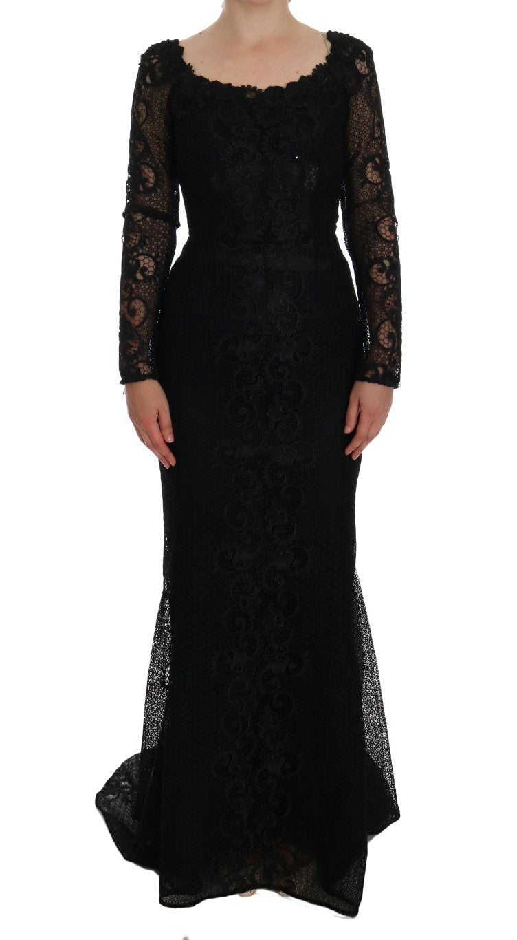 - Elegant Full Length Black Sheath Maxi Dress