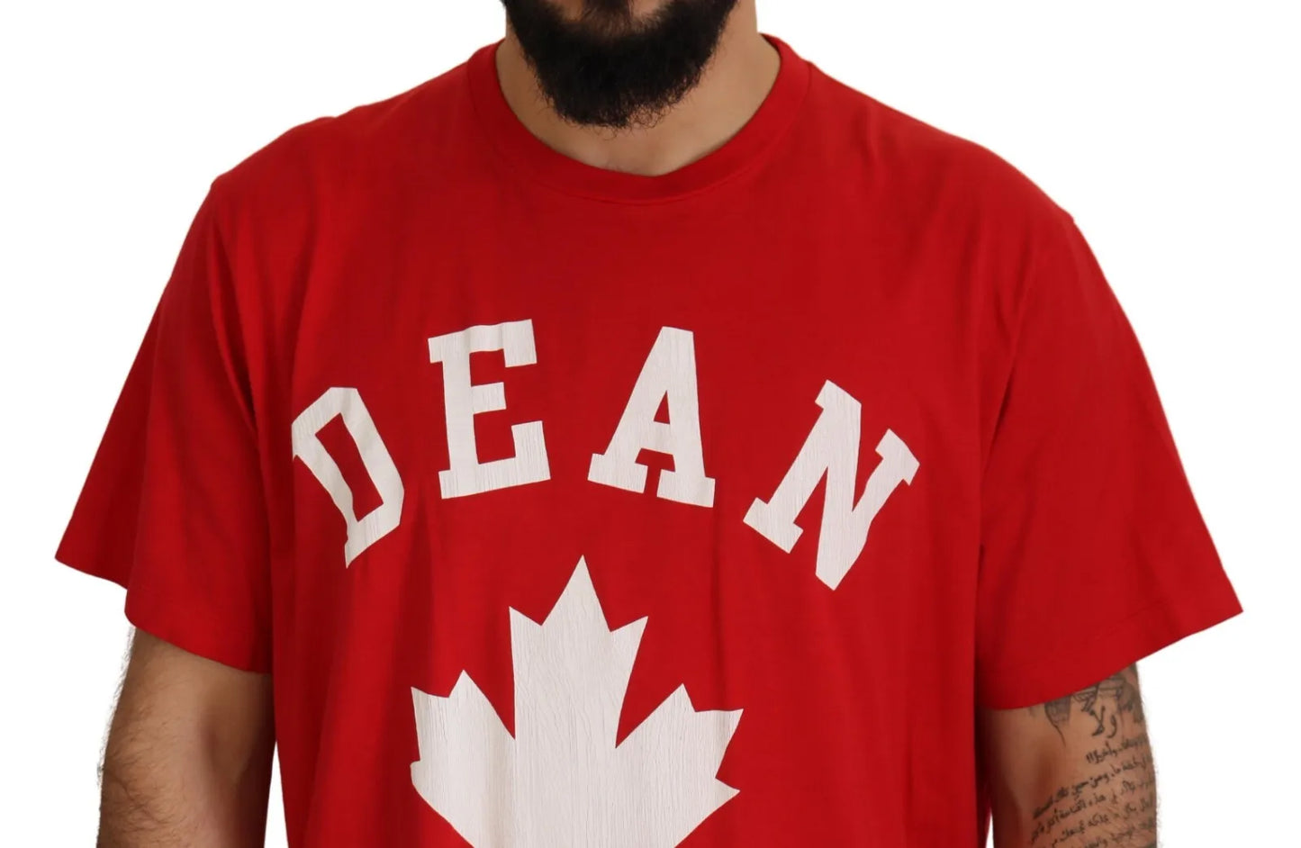 - Red Printed Cotton Short Sleeves Crewneck T-shirt