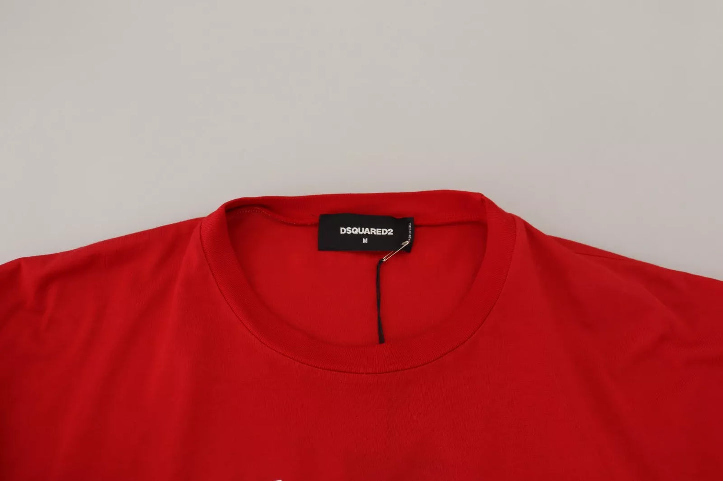 - Red Printed Cotton Short Sleeves Crewneck T-shirt
