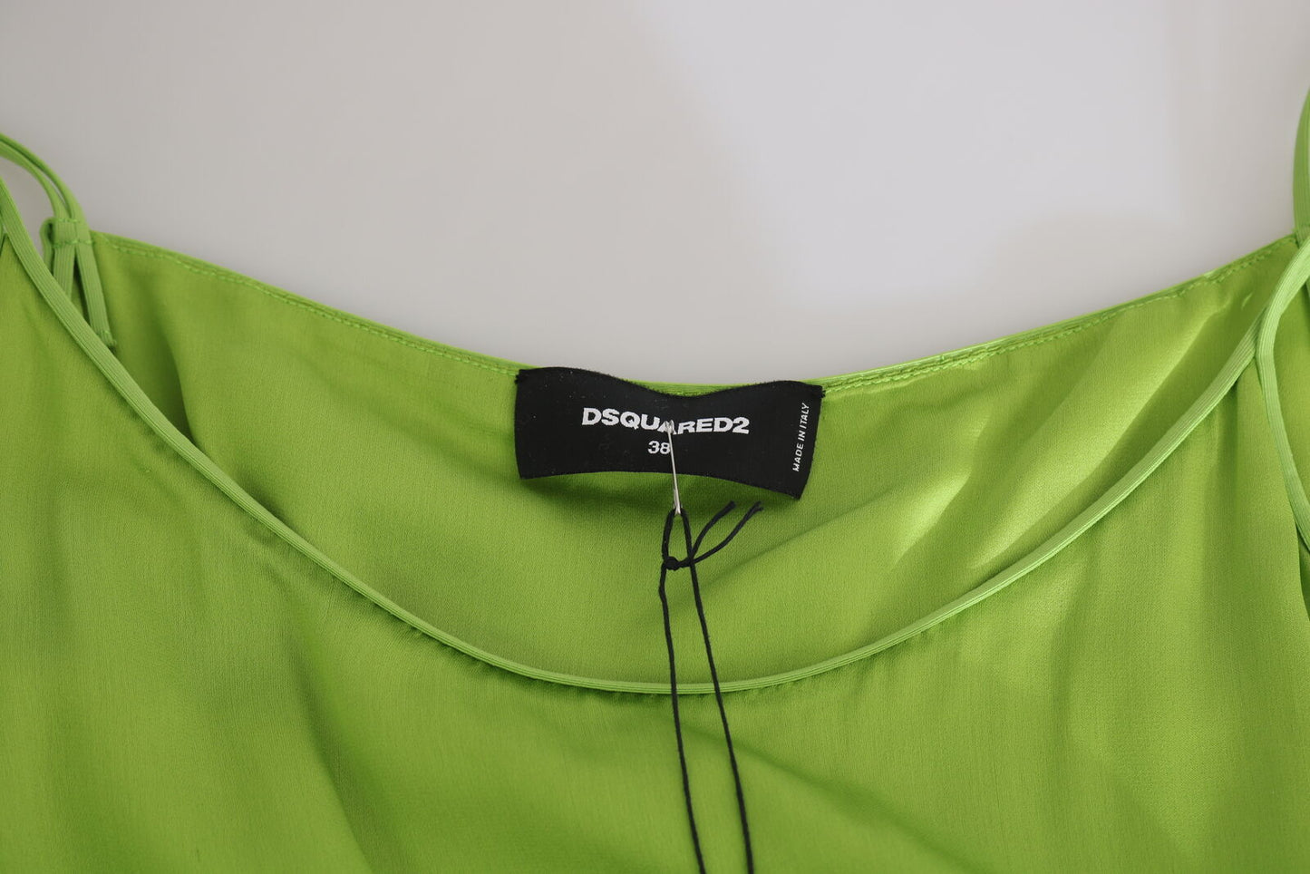- Green Spaghetti Strap Long A-line Pleated Dress
