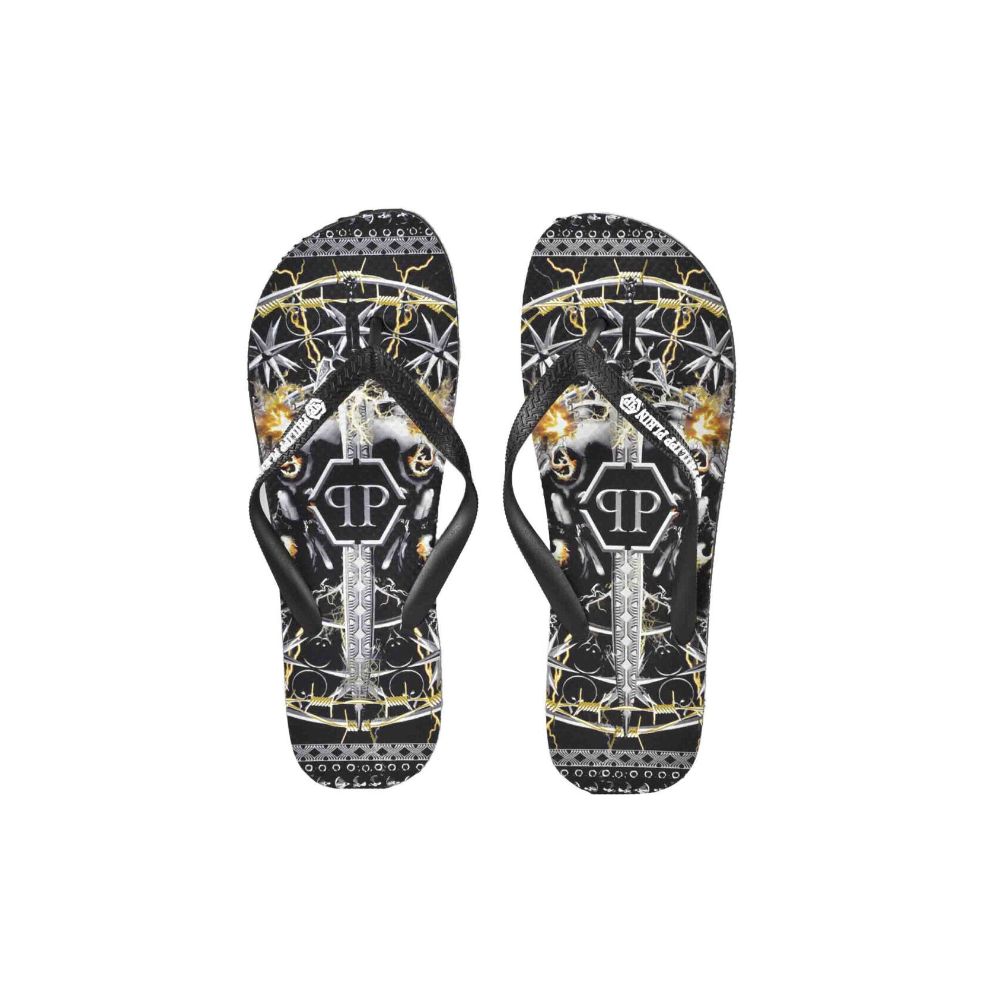 Philipp Plein Sword Motif Flip Flops