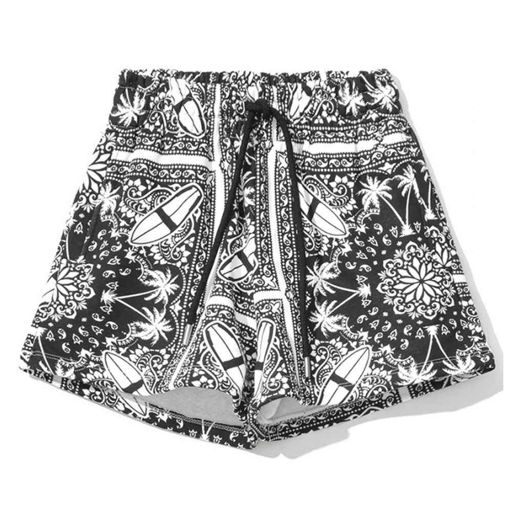 Chic Monochrome Palms Cotton Shorts by Comme Des Fuckdown