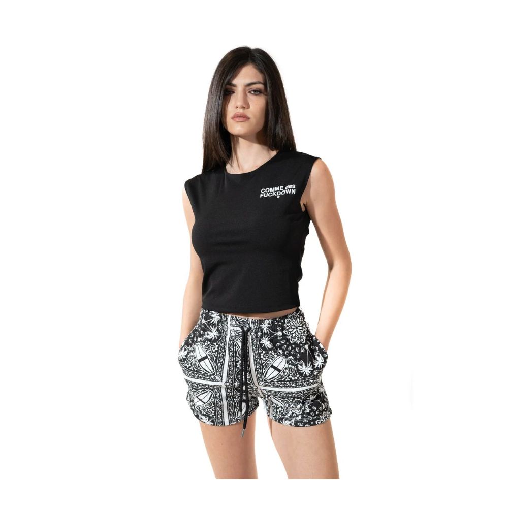 Chic Monochrome Palms Cotton Shorts by Comme Des Fuckdown