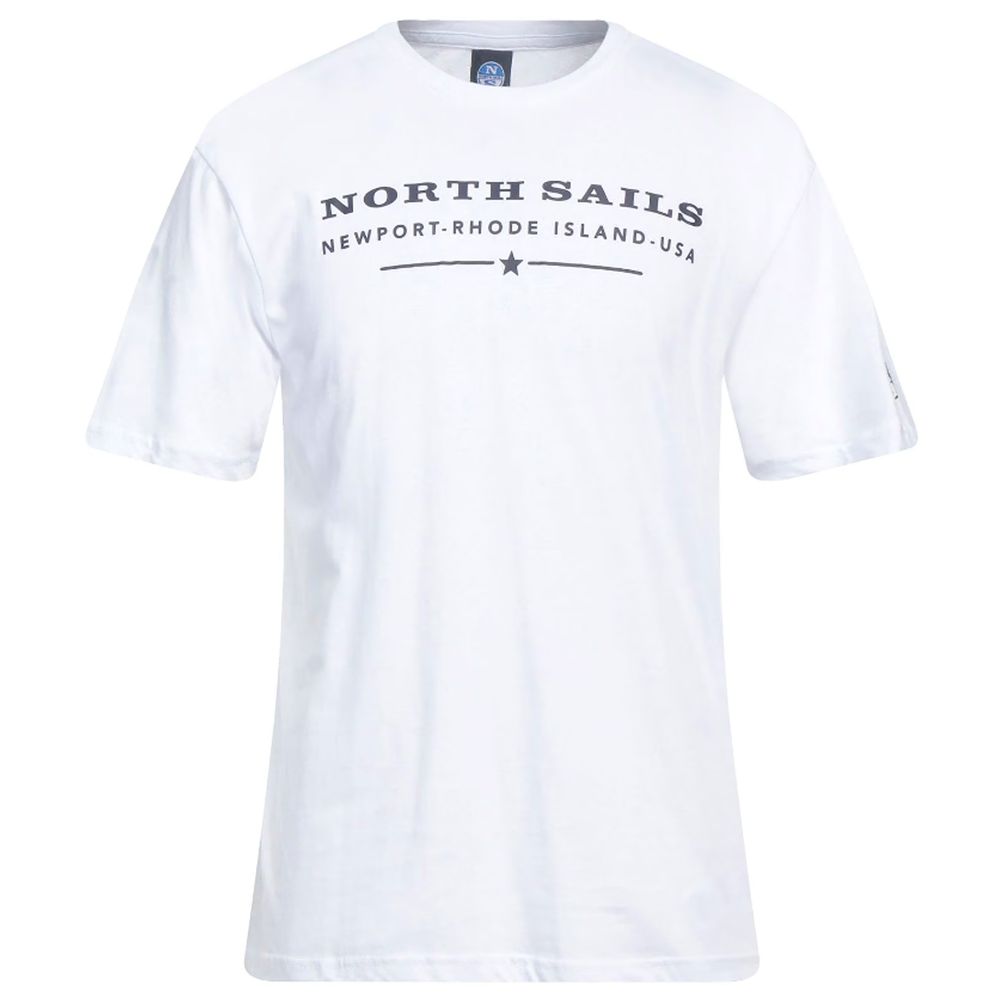 - Elegant White Cotton Tee with Chest Print