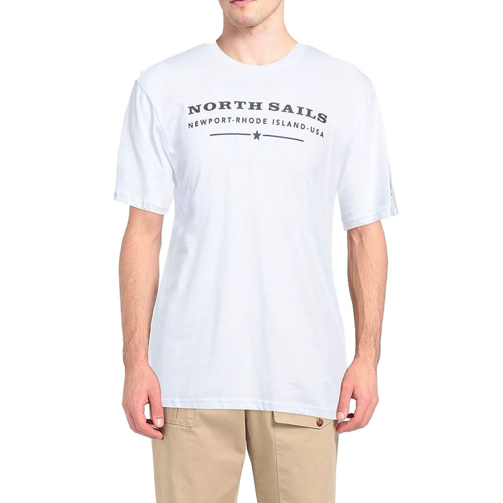 - Elegant White Cotton Tee with Chest Print