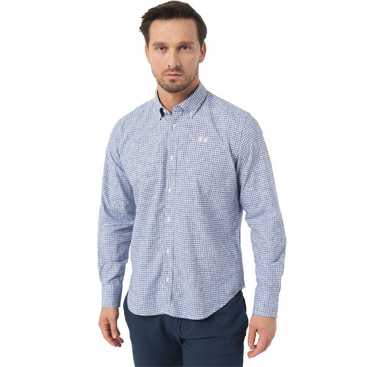- Elegant Checkered Cotton Shirt with Embroidered Logo