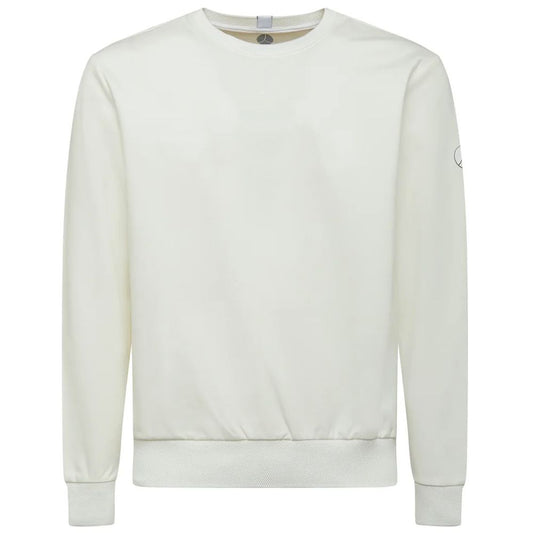 - Chic White Tech Fabric Crewneck Sweater