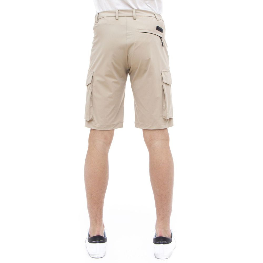Beige Stretch Bermuda Cargo Shorts by People Of Shibuya