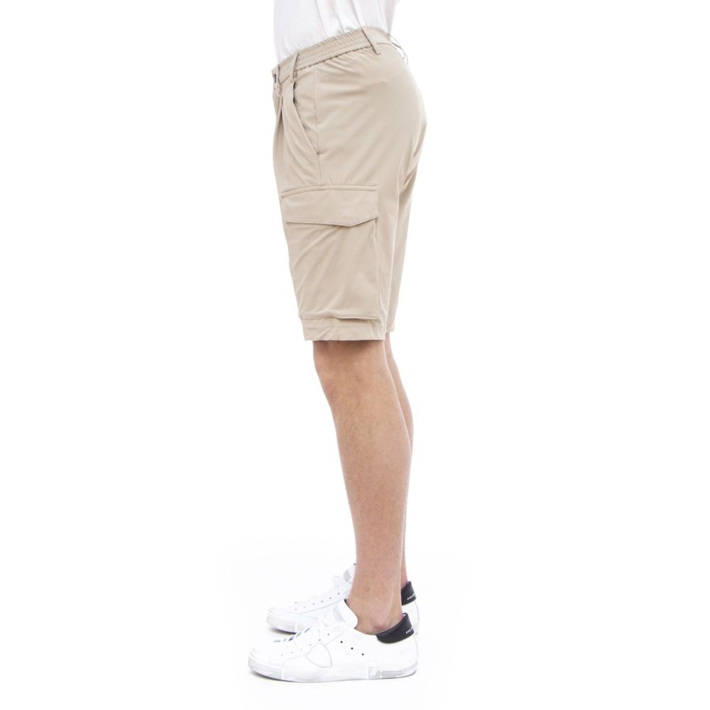 Beige Stretch Bermuda Cargo Shorts by People Of Shibuya