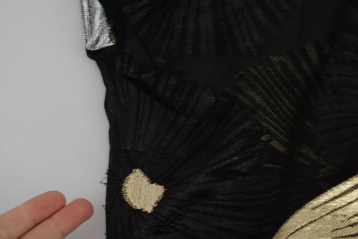 - Gold Silver Silk Jacquard See Through Top Blouse