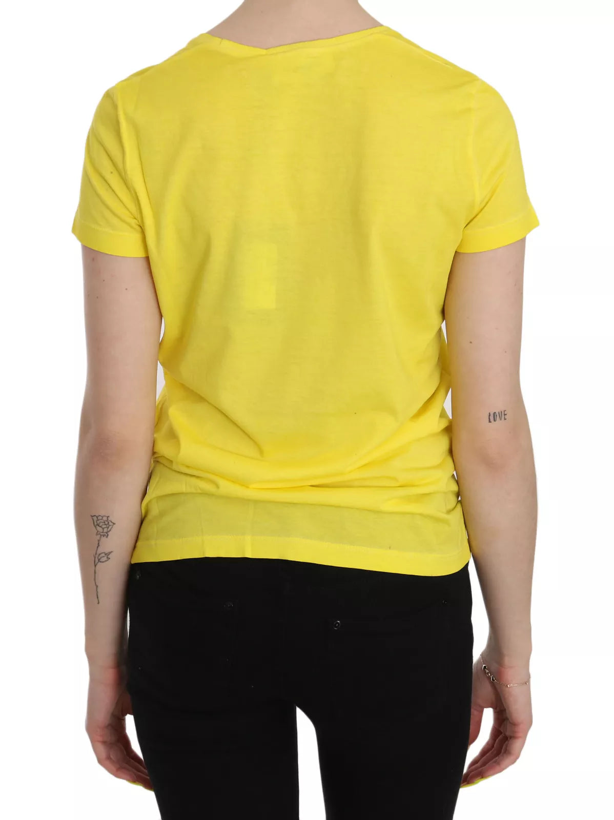 - Yellow Round Neck Short Sleeve Shirt Top Blouse