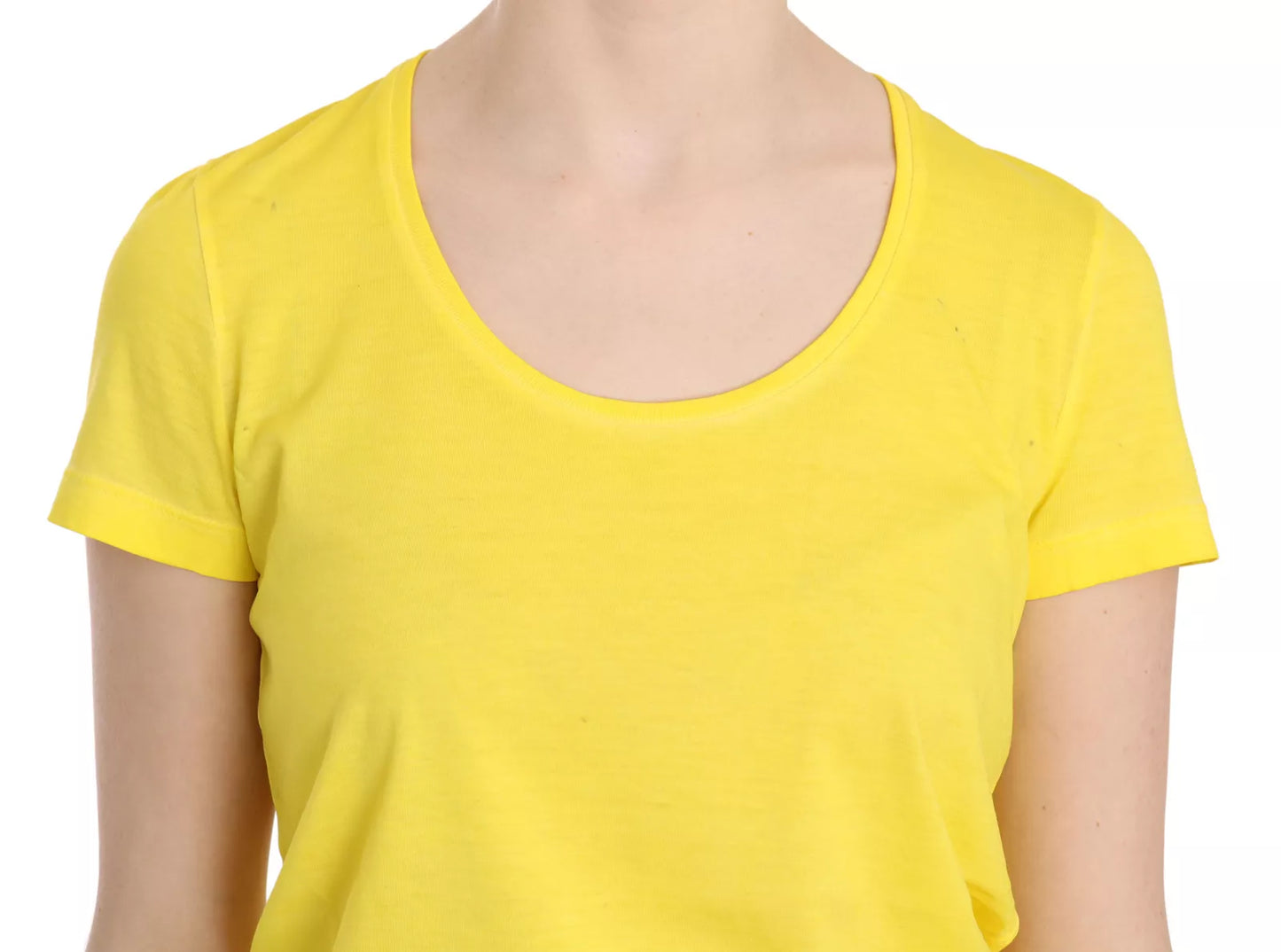 - Yellow Round Neck Short Sleeve Shirt Top Blouse