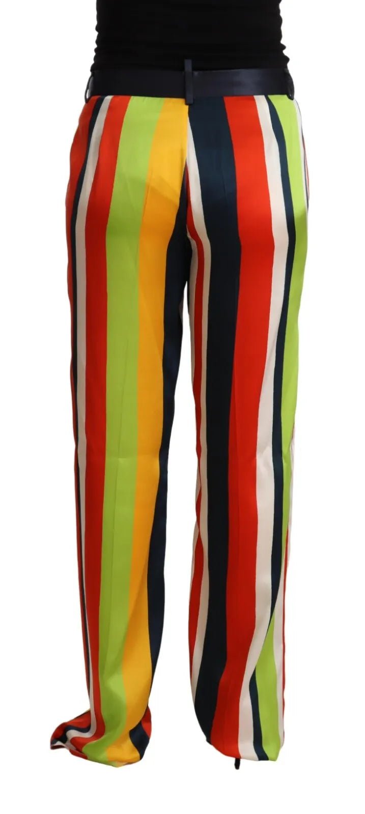 - Multicolor Striped Mid Waist Straight Pants