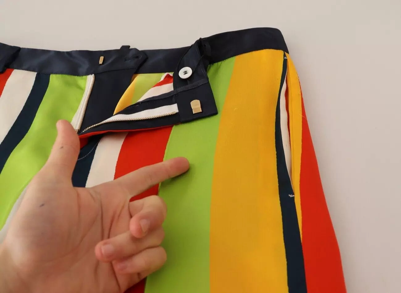 - Multicolor Striped Mid Waist Straight Pants