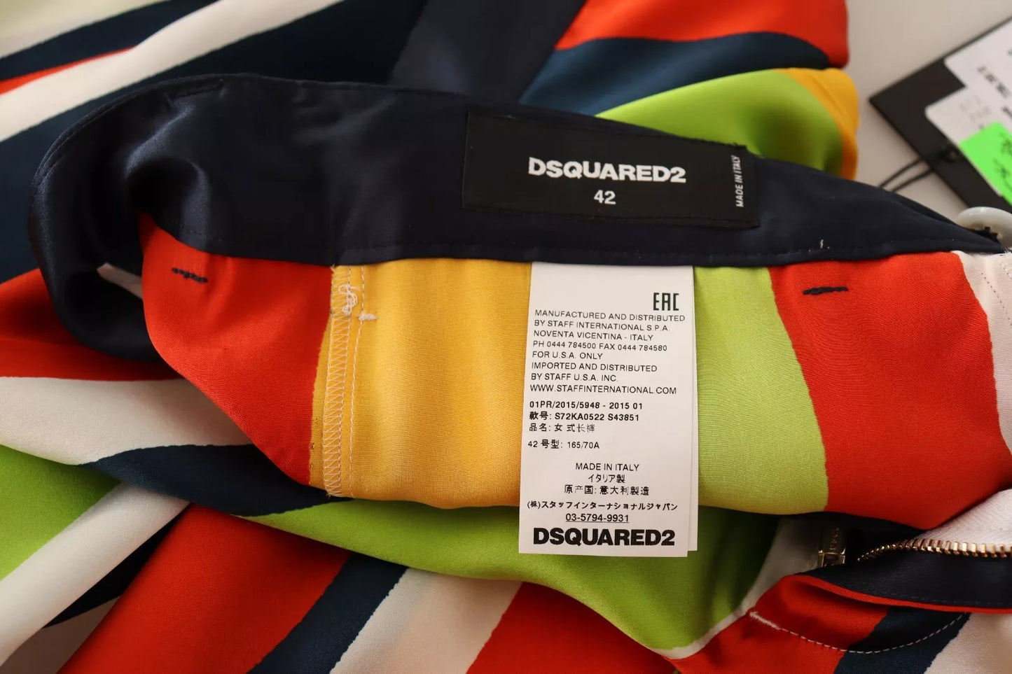 - Multicolor Striped Mid Waist Straight Pants