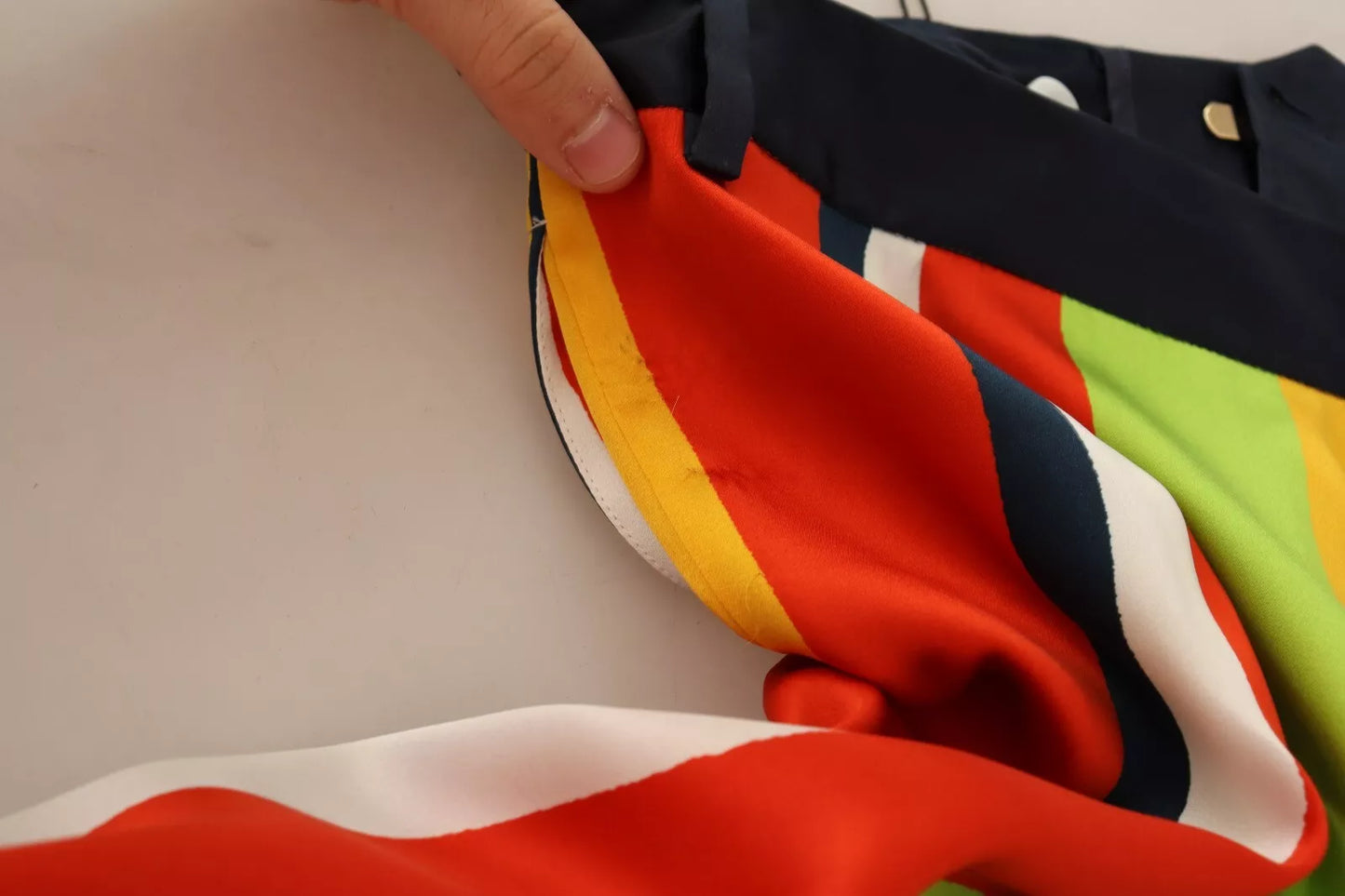 - Multicolor Striped Mid Waist Straight Pants