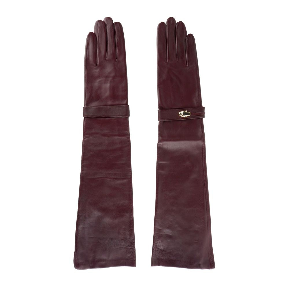 - Elegant Lambskin Leather Gloves In Radiant Pink