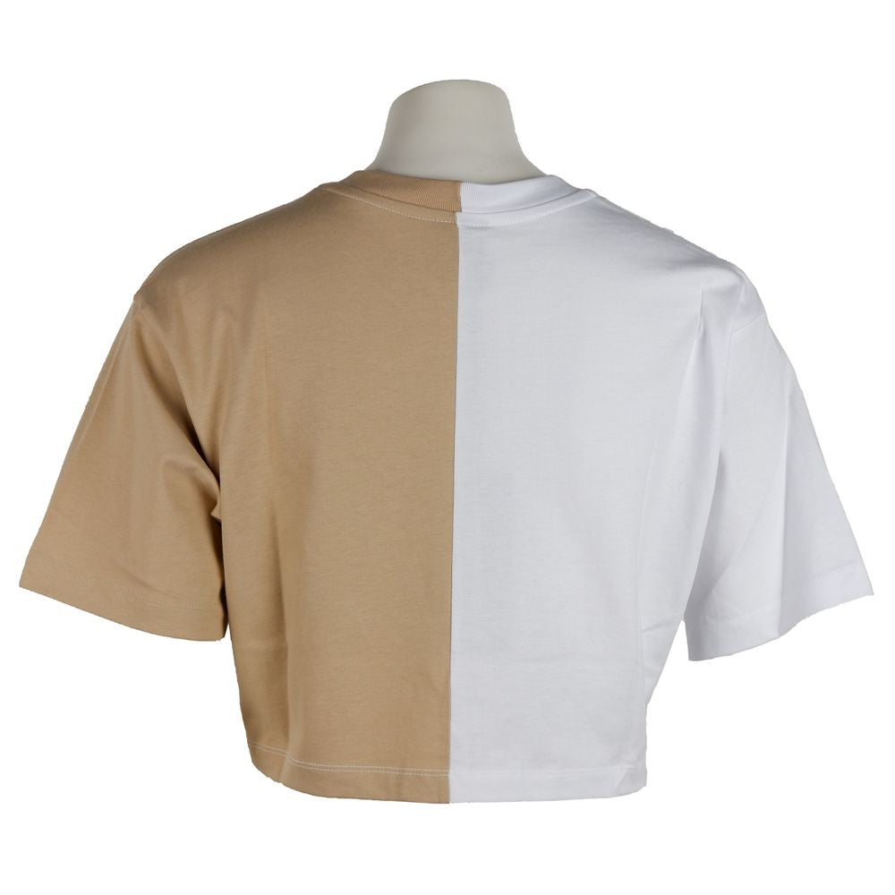 Beige Couture Logo Tee with Two-Tone Print by Comme Des Fuckdown