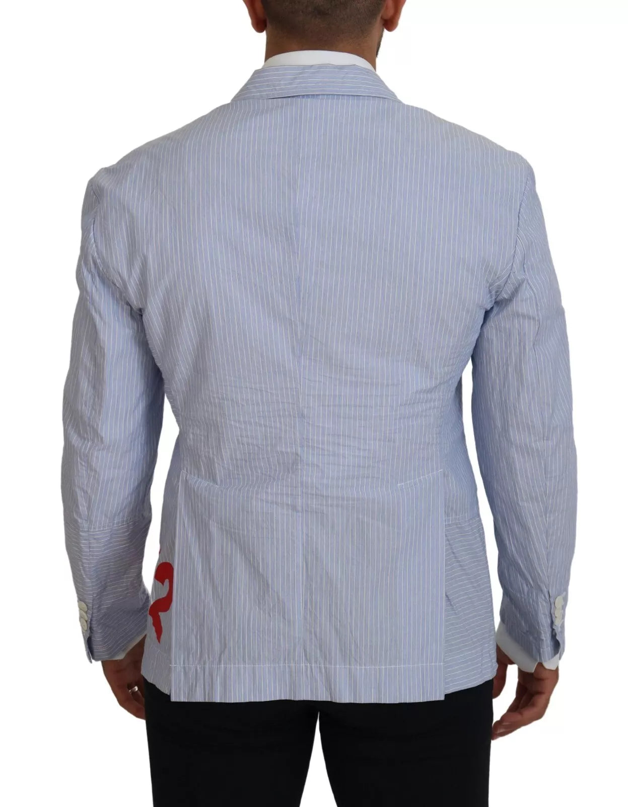 - Blue Striped Single Breasted Formal Coat Blazer
