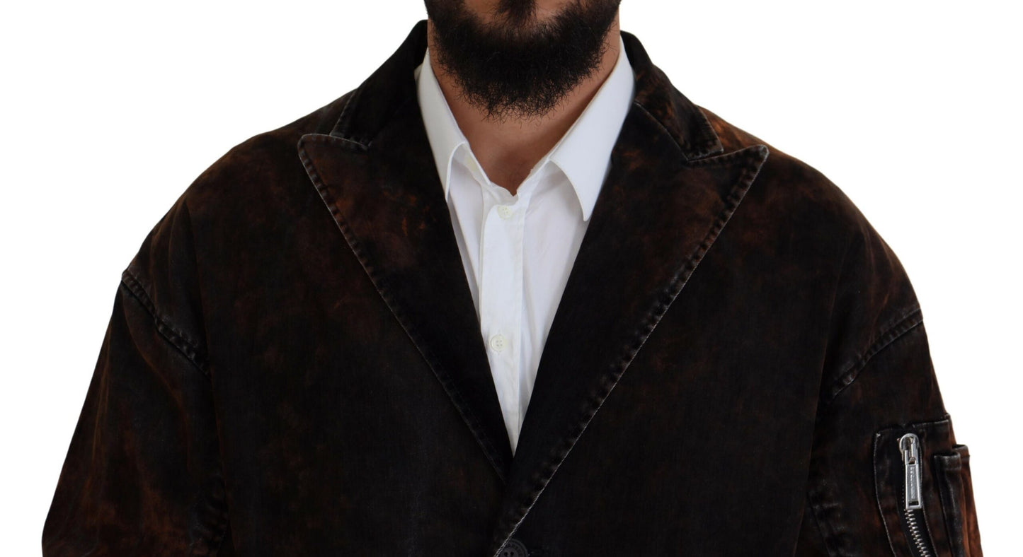 Brown Full Button Men Long Coat Cotton Jacket - The Luxe Alliance