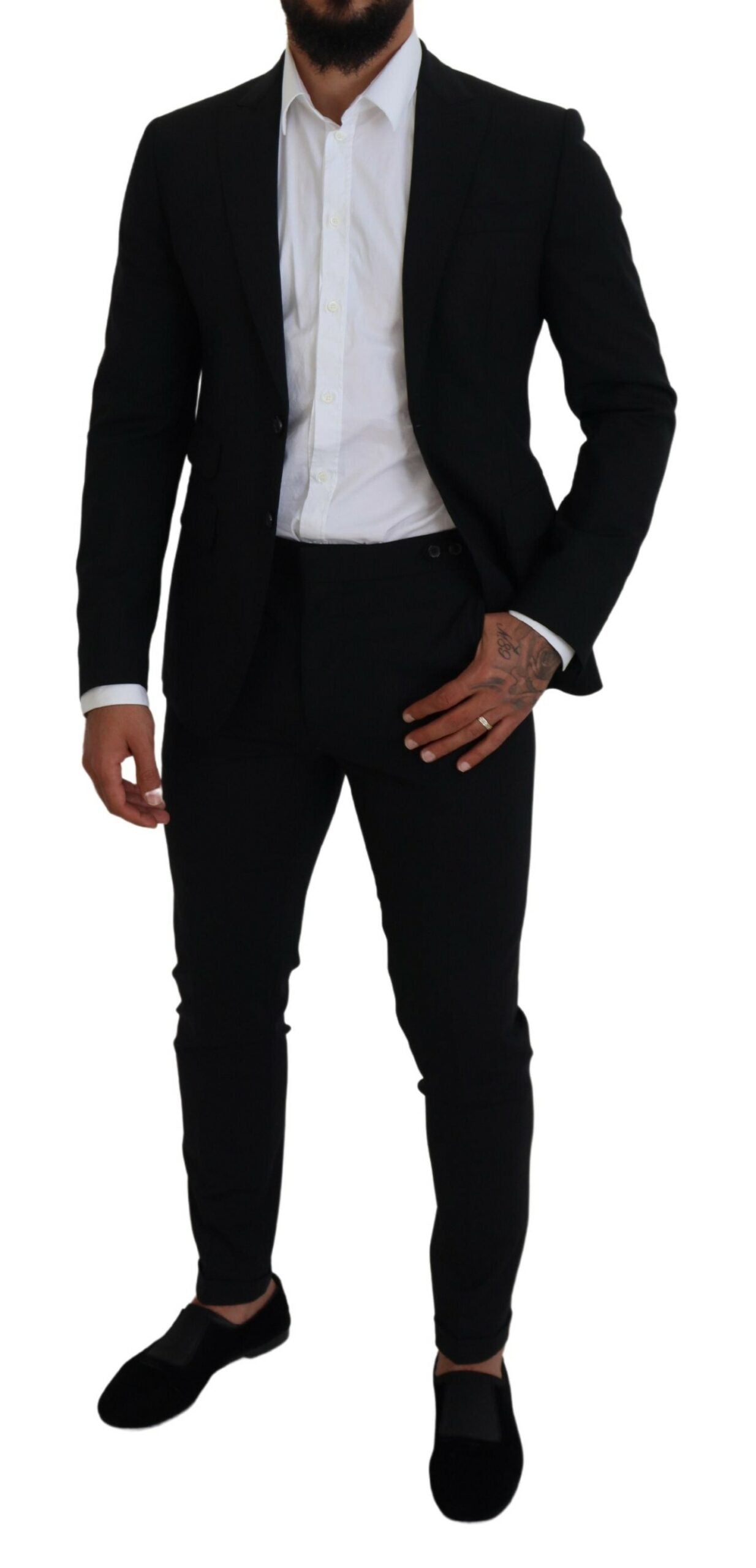 Black Wool Single Breasted 2 Piece LONDON Suit - The Luxe Alliance