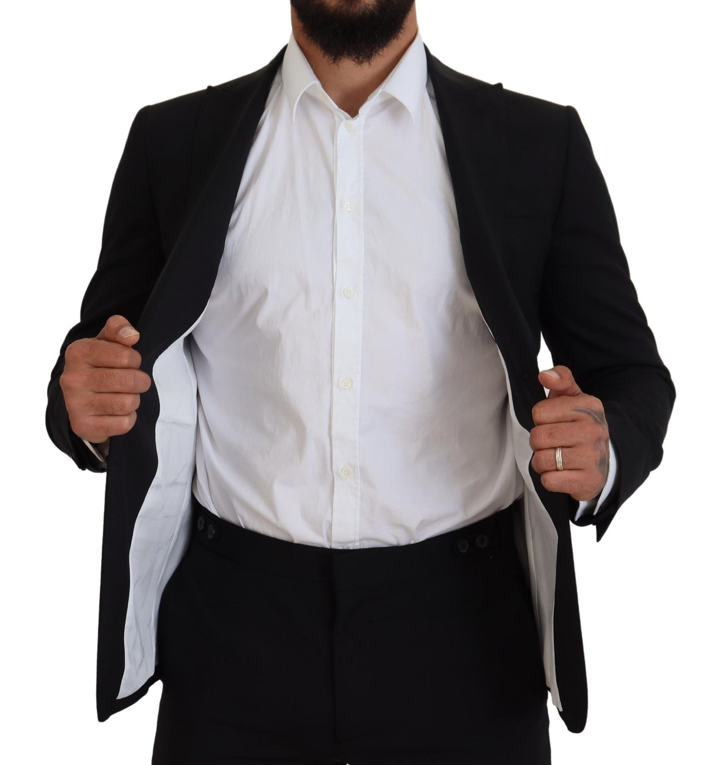 Black Wool Single Breasted 2 Piece LONDON Suit - The Luxe Alliance