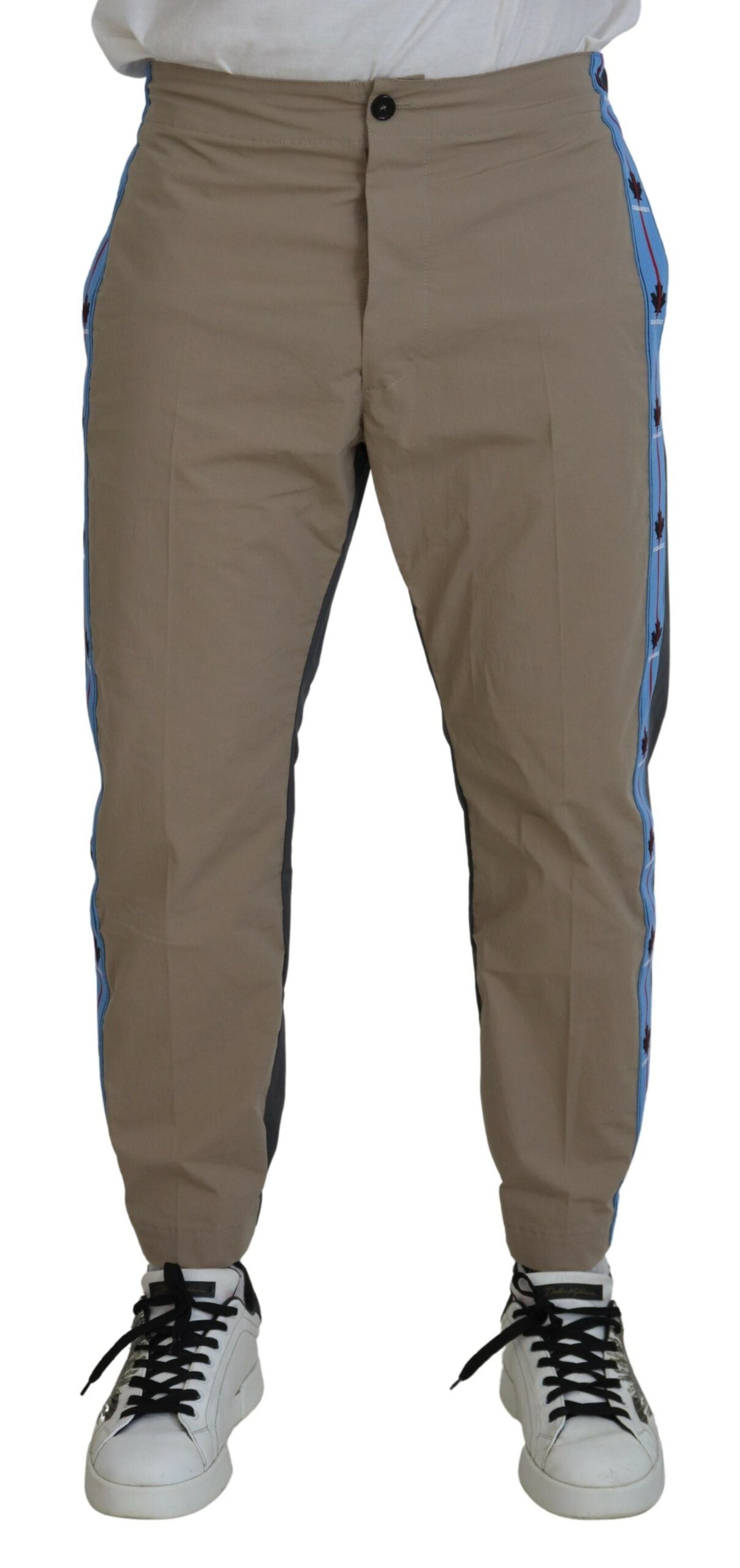 - Cotton Brown Gray Two Tone Men Casual Pants