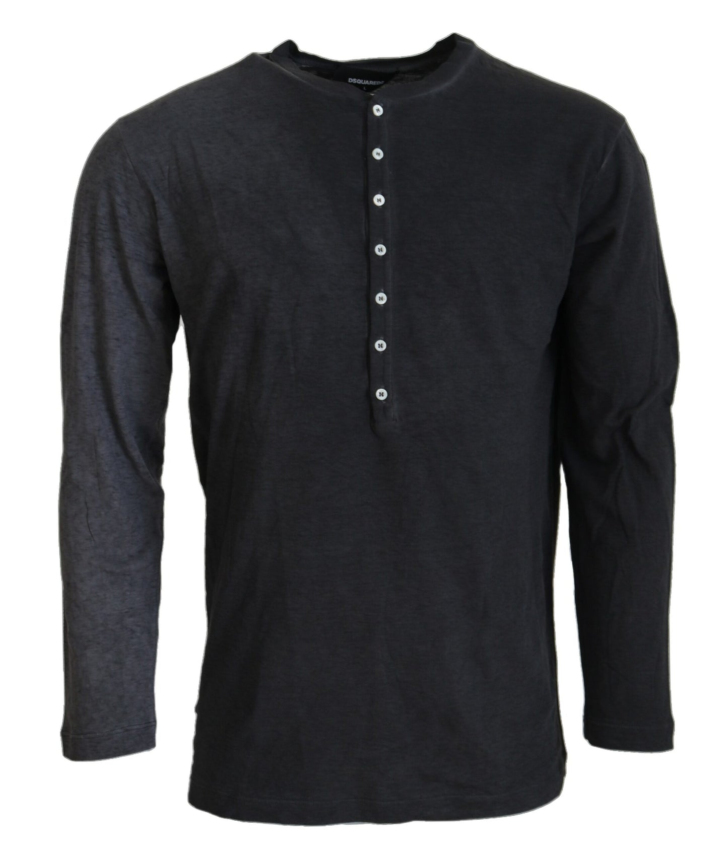 - Black Cotton Linen Long Sleeves Pullover Sweater