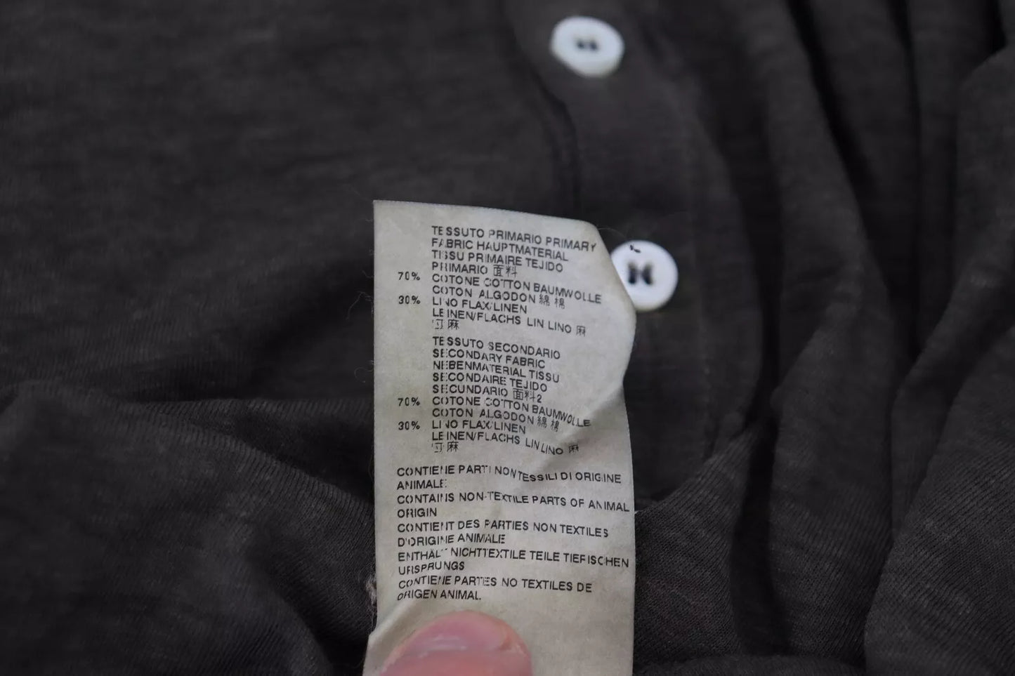 - Gray Cotton Linen Long Sleeves Pullover Sweater