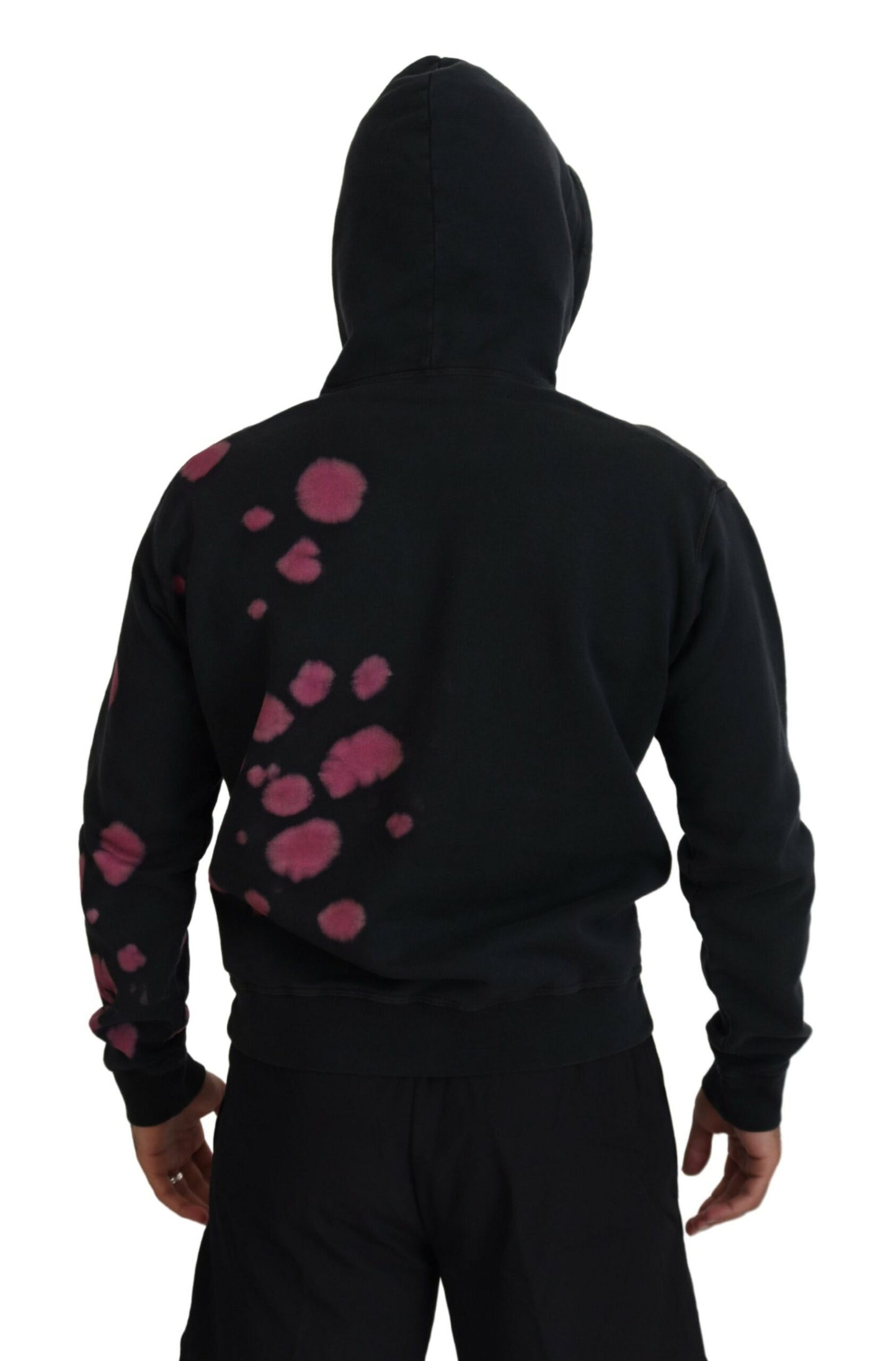 - Black Tie Dye Cotton Hooded Sweatshirt Sweater