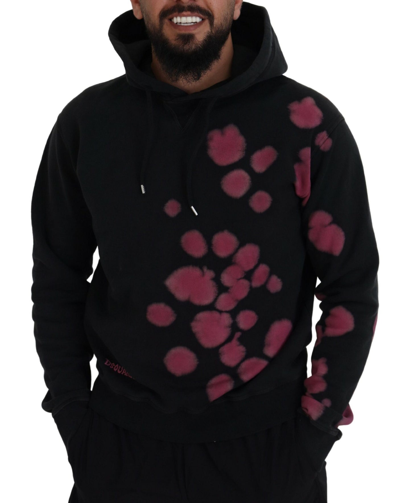 - Black Tie Dye Cotton Hooded Sweatshirt Sweater
