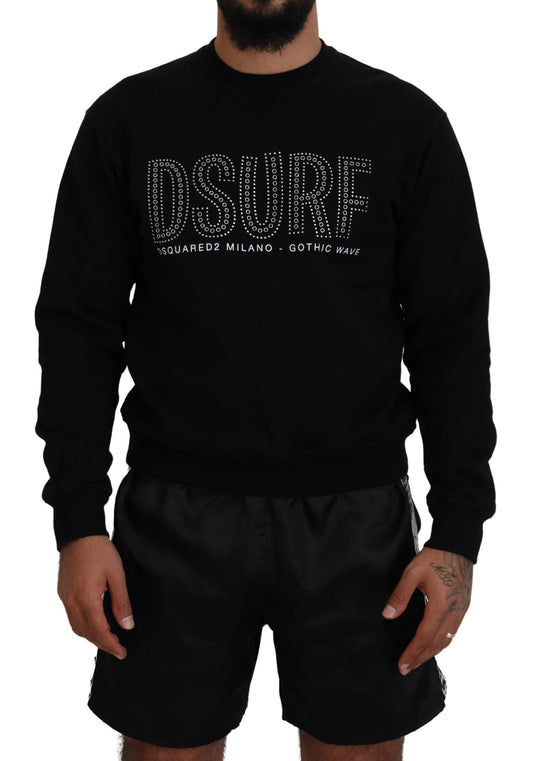 - Black Cotton Printed Long Sleeves Pullover Sweater