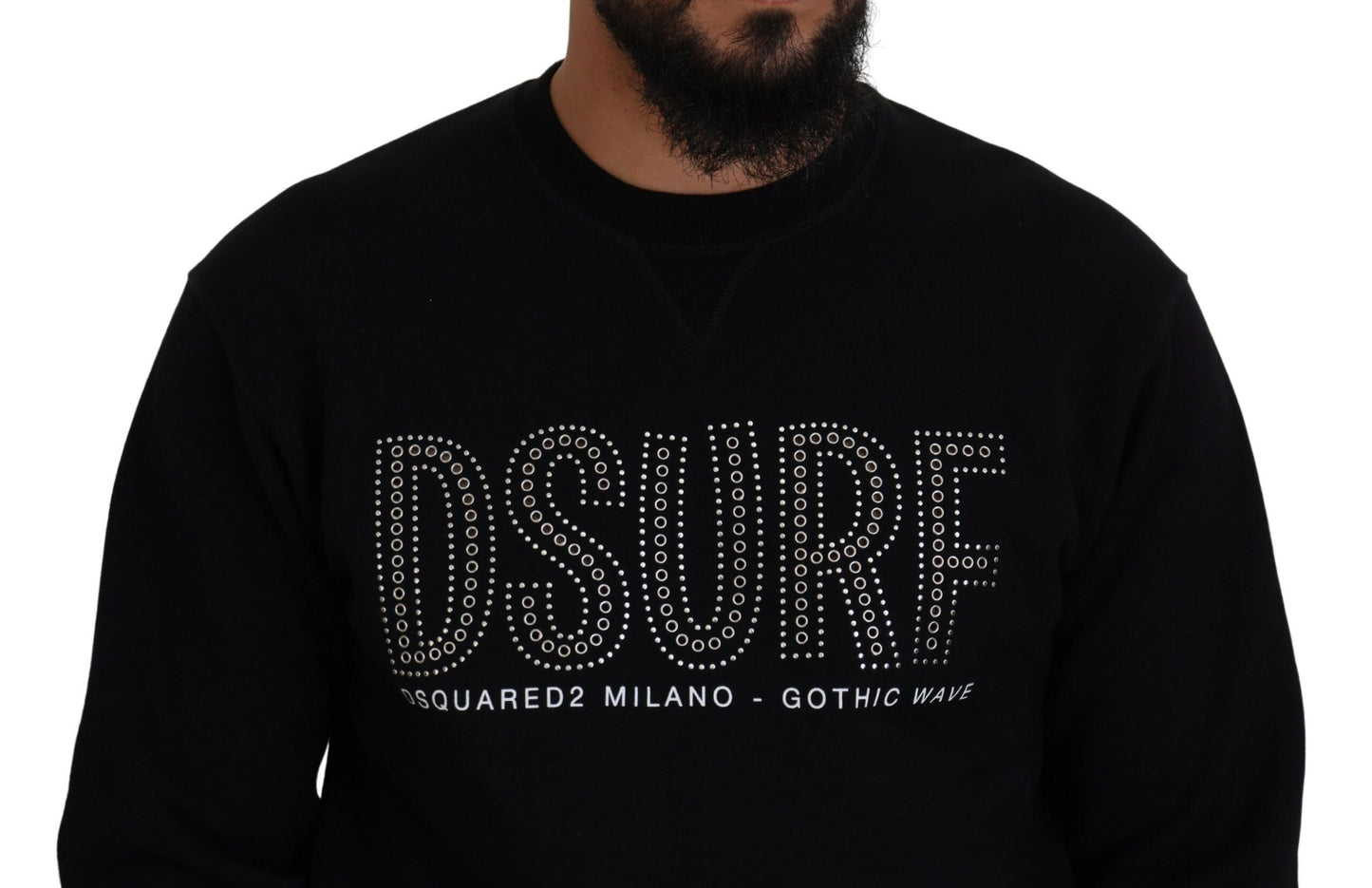 - Black Cotton Printed Long Sleeves Pullover Sweater