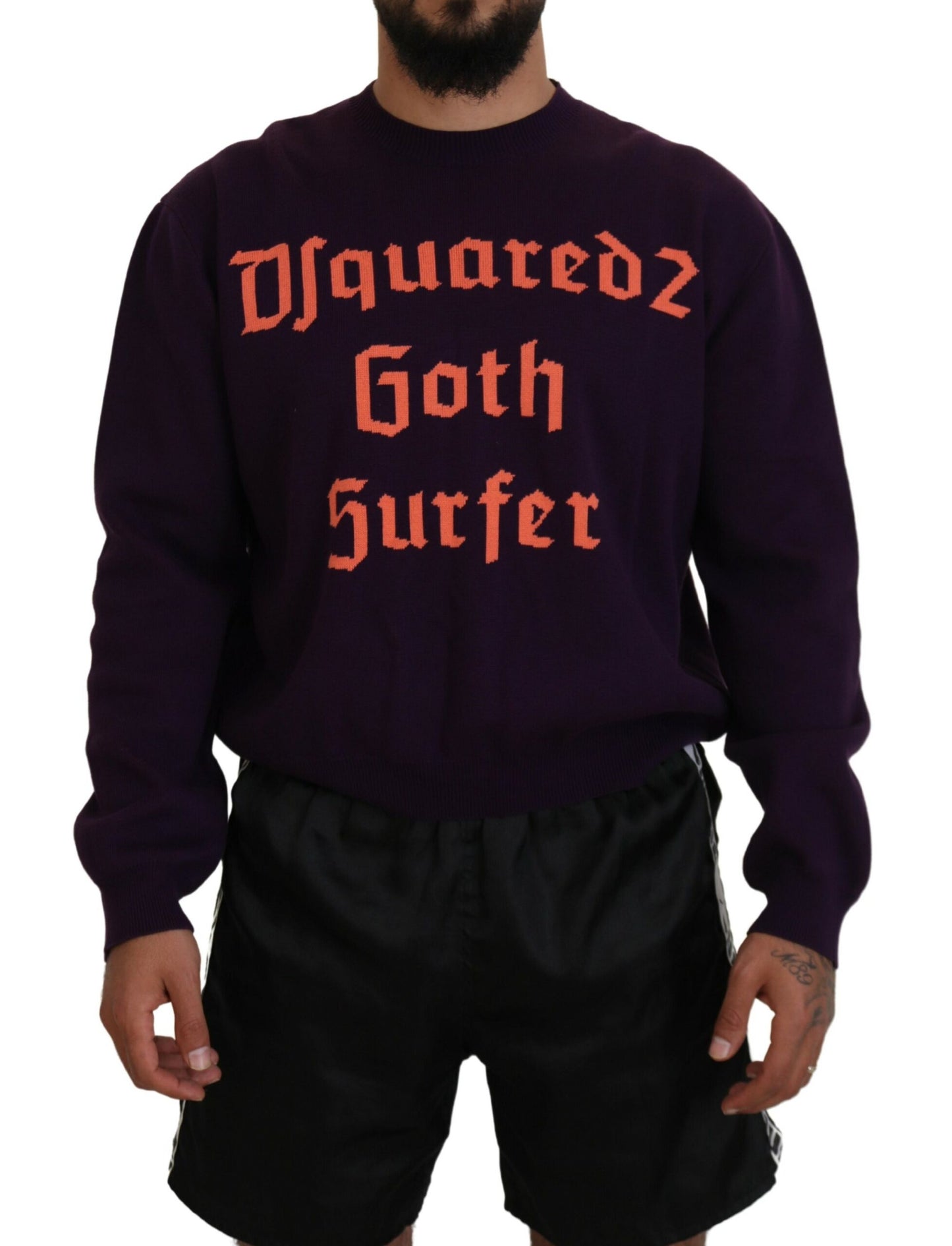 - Purple Cotton Printed Men Pullover Sweater