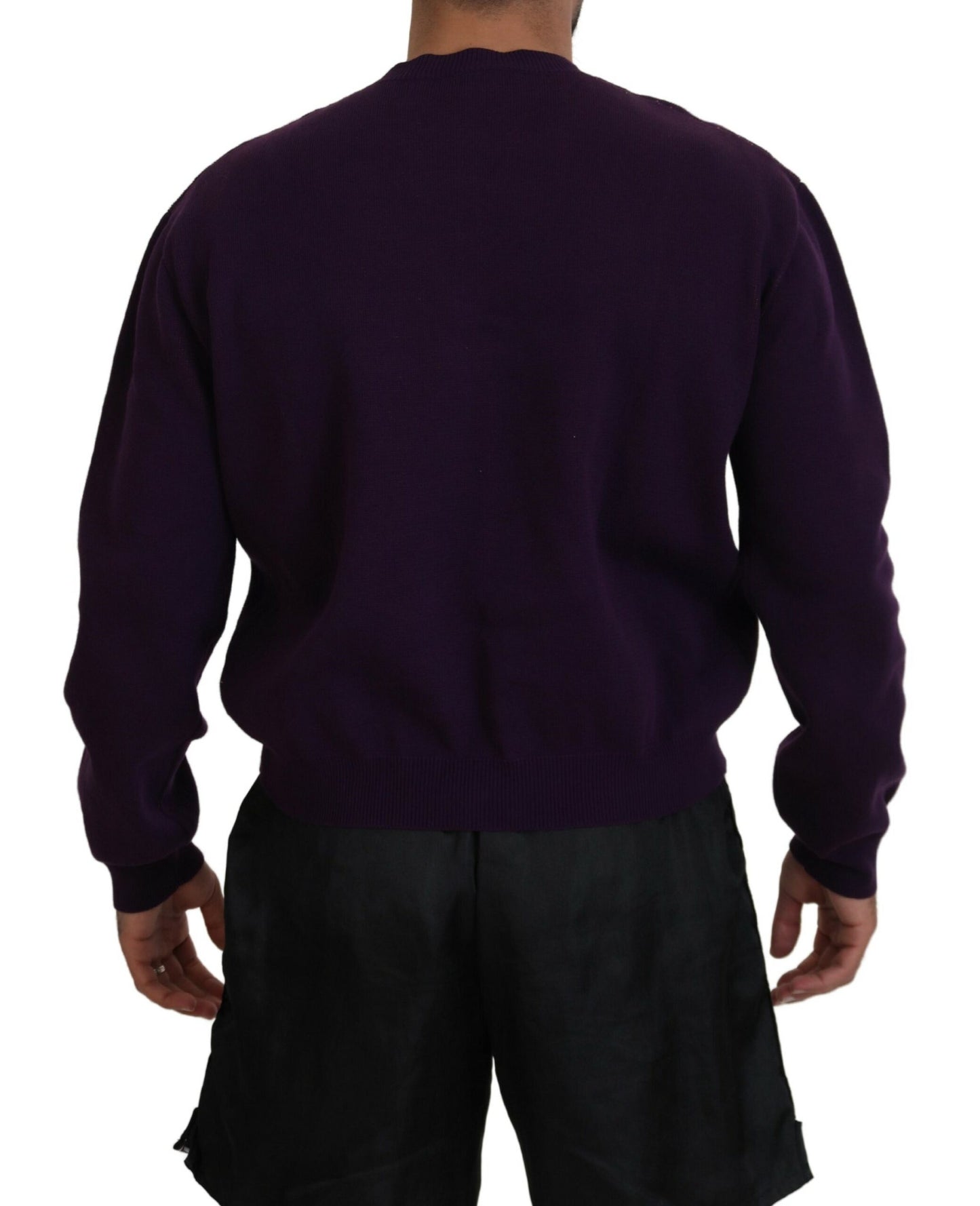 - Purple Cotton Printed Men Pullover Sweater