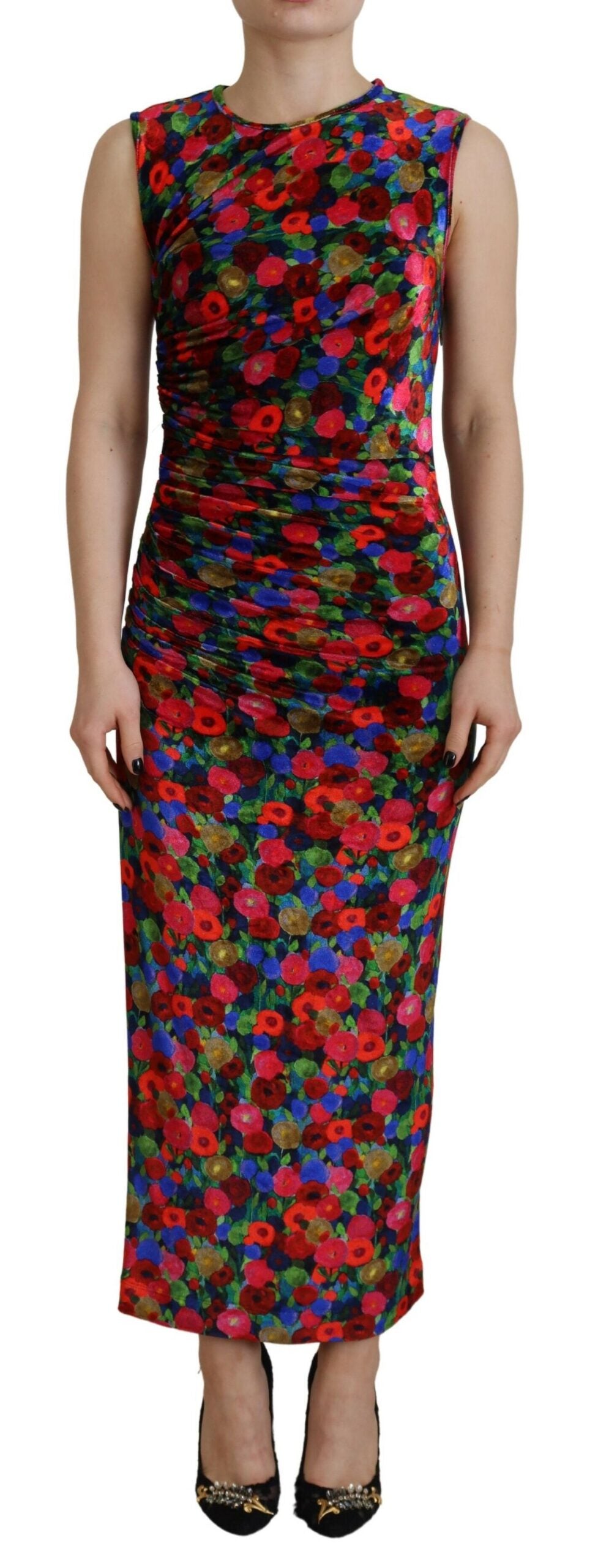 - Multicolor Floral Bodycon Ruched Maxi Dress